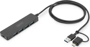 USB hub Digitus 4 porta, USB 3.0, Type-A/Type-C, 1.2m, i zi