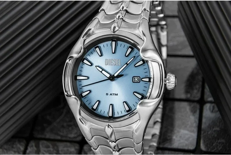 Orë dore për meshkuj DIESEL, argjendtë/blu - 4