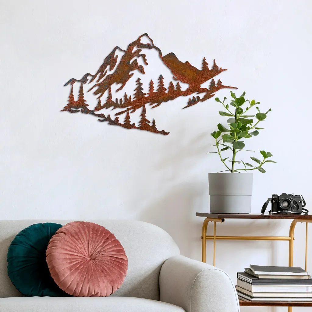 Aksesor dekorativ metalik për mur, Wallity, mal, shumëngjyrësh, 70x40cm - 1
