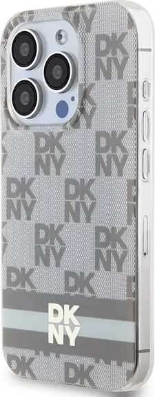 Mbështjellës DKNY IML Checkered Mono Pattern & Printed Stripes MagSafe për iPhone 13 Pro/13, Bezhe - 2