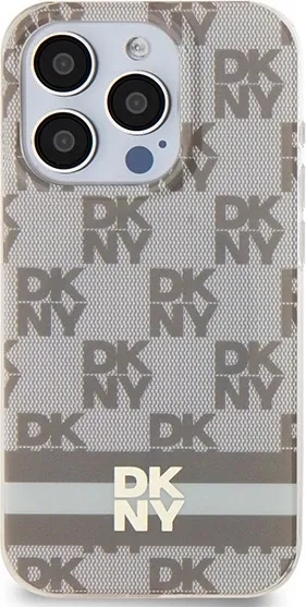 Mbështjellës DKNY IML Checkered Mono Pattern & Printed Stripes MagSafe për iPhone 13 Pro/13, Bezhe - 3