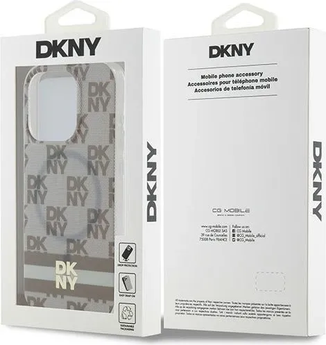 Mbështjellës DKNY IML Checkered Mono Pattern & Printed Stripes MagSafe për iPhone 13 Pro/13, Bezhe - 8