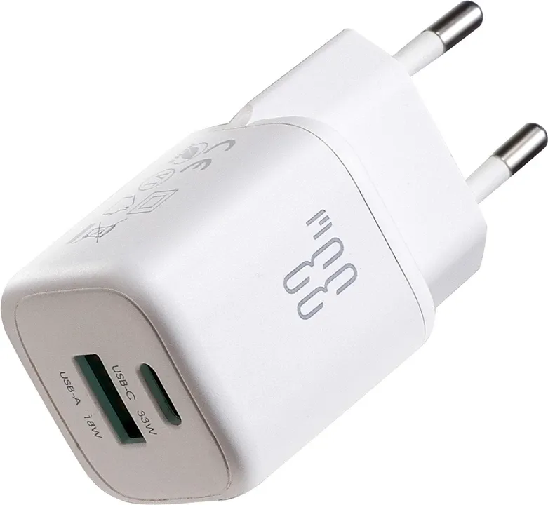 Karikues muri Joyroom JR-TG7 33W USB-A + USB-C (EU) i bardhë - 1