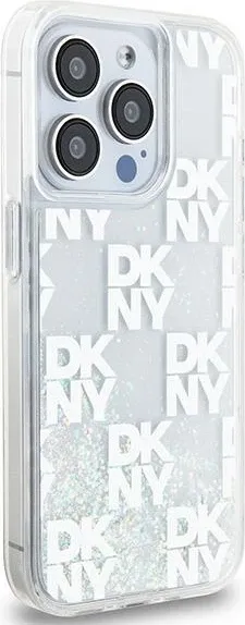 Mbështjellës DKNY Liquid Glitter Multilogo për iPhone 15 Pro, i bardhë - 4