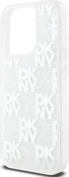 Mbështjellës DKNY Liquid Glitter Multilogo për iPhone 15 Pro, i bardhë - 6