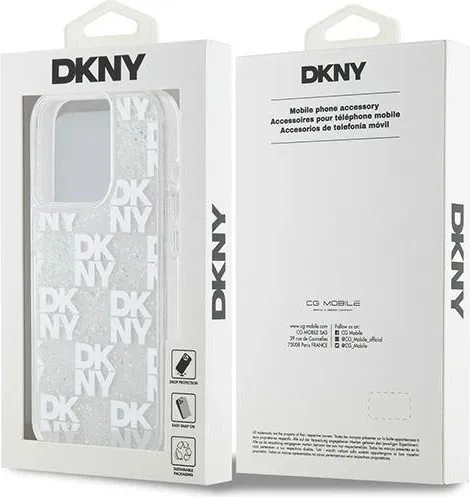 Mbështjellës DKNY Liquid Glitter Multilogo për iPhone 15 Pro, i bardhë - 8
