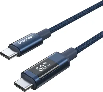 Kabllo USB-C në USB-C Choetech XCC-1068 PD 60W 1.2 m me ekran, blu