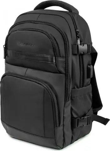 Çantë shpine udhëtimi Wozinsky WPW-20L 20L 40x20x25 cm me xhep për laptop dhe portë USB, e zezë