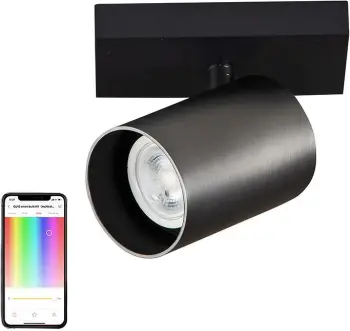 Reflektor tavanor smart Yeelight YLDDL-0083-B, 1 llambë GU10, Wi‑Fi, RGB 16M, 2700-6500K, 350 lm, i zi
