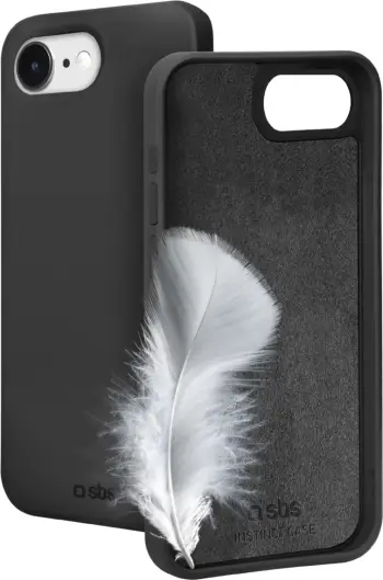 Mbështjellës telefoni SBS Instinct për iPhone 16e/17e, TPU me shtresë mikrofibre, i zi