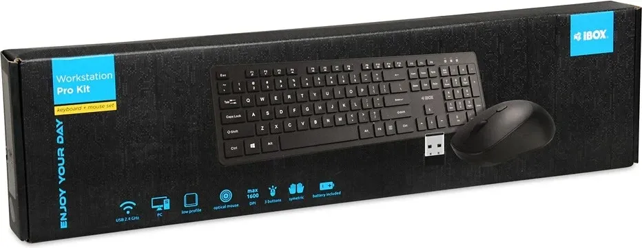Set tastierë + maus IBOX Workstation Pro Kit, Wireless, i zi - 9