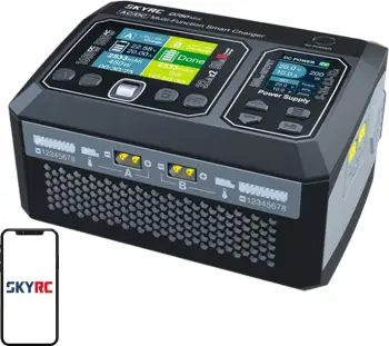 Karikues dy-kanalësh SkyRC D750 MIX AC/DC, USB-C PD 20W, karikim pa kabllo, i zi