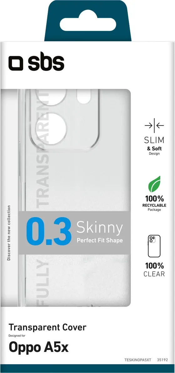 Mbështjellës SBS Skinny Cover për Oppo A5X, TPU, transparent, në kuti - 2