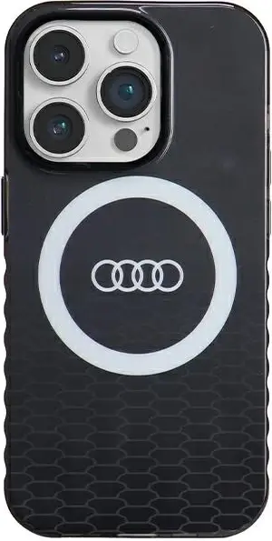 Mbështjellës Audi IML Big Logo MagSafe për iPhone 14 Pro, i zi