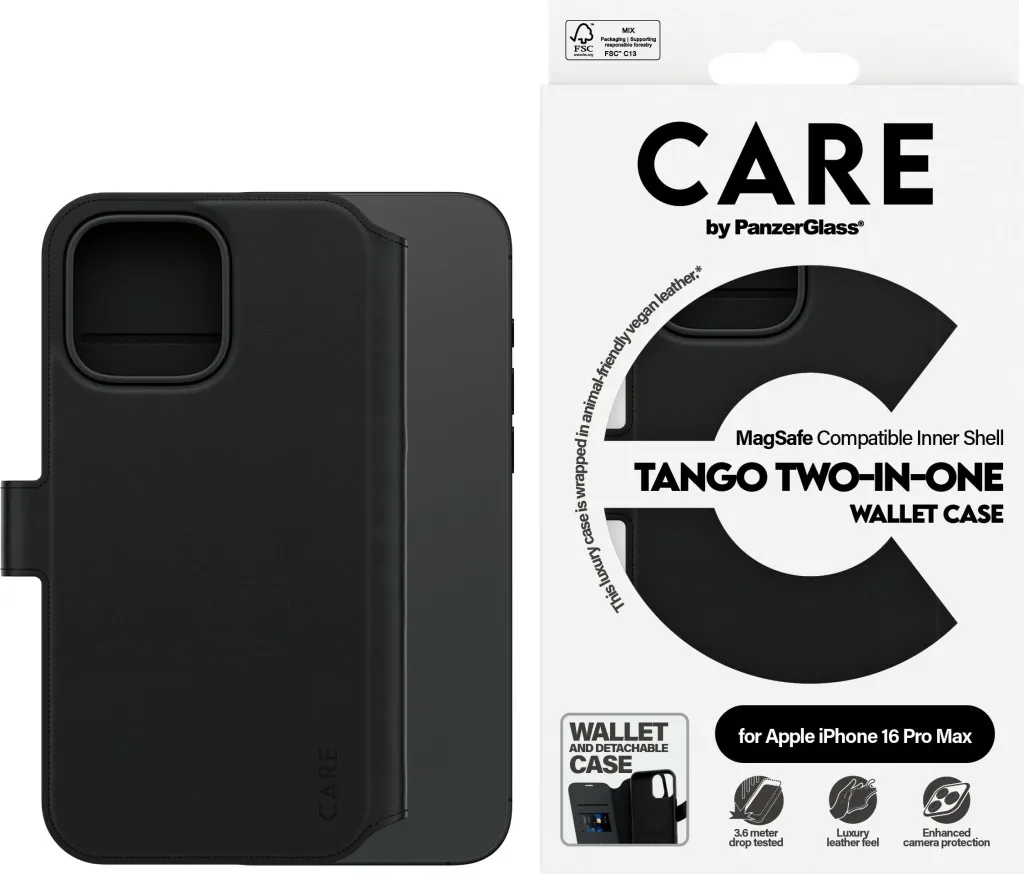 Mbështjellës PanzerGlass CARE Case Feature Tango 2-in-1 Wallet për iPhone 16 Pro Max, e zezë - 2