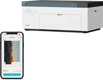 Printer foto portativ Liene Amber M100 (DHP513) 4x6\", 300 DPI, Wi-Fi, USB-C, i bardhë, set me letër 20 fletë + kartrixh