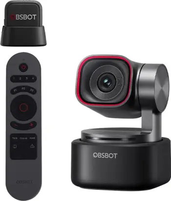 Webkamerë OBSBOT Tiny 3 4K, AI tracking, gimbal 2-aksësh, me remote dhe mikrofon (MIC Combo), e zezë