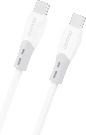 Kabllo USB-C në USB-C Dudao L25SC 60W 2 m, thurje silikoni, e bardhë, në kuti