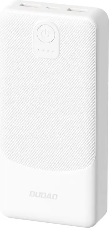Power bank Dudao K10Pro 20000mAh 2.4A 2x USB-A, i bardhë