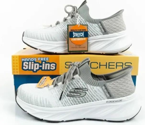 Atlete për meshkuj Skechers, të bardha dhe gri - 10