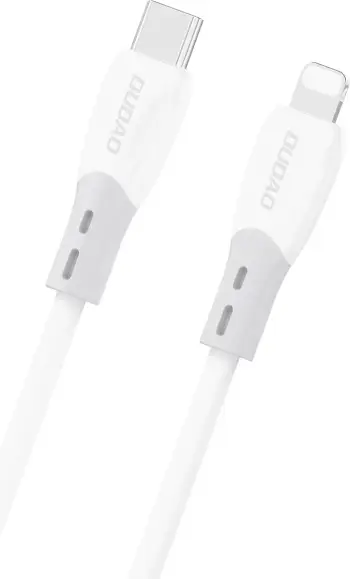 Kabllo USB-C në Lightning Dudao L25SX 30W 1 m me thurje silikoni, e bardhë