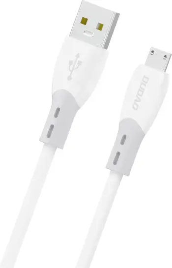 Kabllo USB-A në Micro USB Dudao L25SM, 1 m, 3A, USB 2.0, silikon, e bardhë