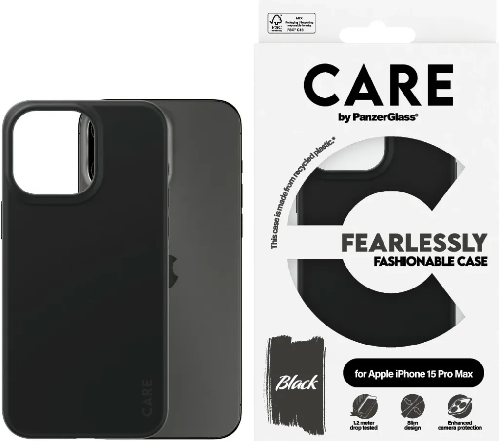 Mbështjellës PanzerGlass CARE Case, iPhone 15 Pro Max, i zi - 2