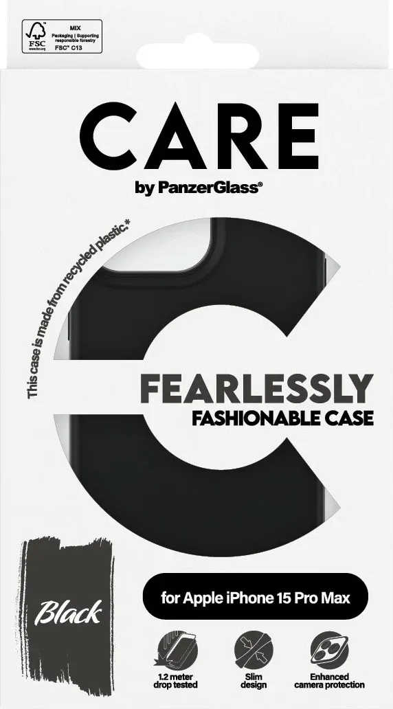 Mbështjellës PanzerGlass CARE Case, iPhone 15 Pro Max, i zi - 3