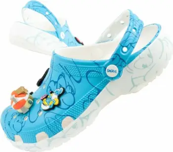 Sandale Crocs për femra dhe fëmijë, të bardha/kaltër