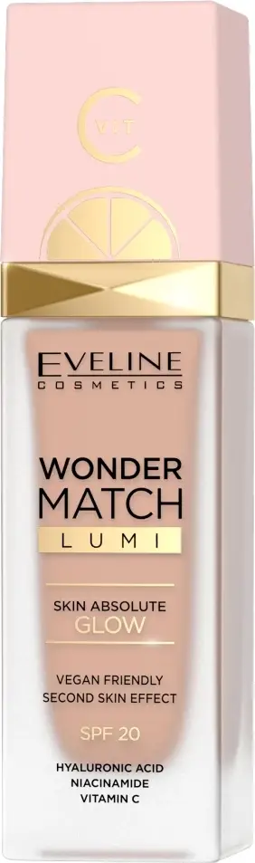 Fondatinë për femra Eveline Cosmetics Wonder Match Lumi Luxury Illuminating 20 Nude 30ml