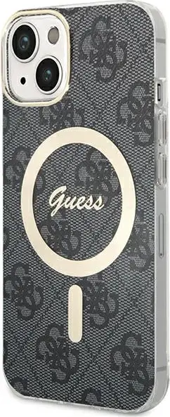 Mbështjellës Guess 4G MagSafe për iPhone 15 Plus / 14 Plus, i zi