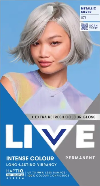 Ngjyrë për flokë për femra Schwarzkopf Live Intense Colour U71 Metallic Silver, 1 copë