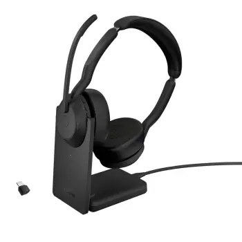 Kufje me mikrofon Jabra Evolve2 55 EV255S1 25599-989-889 wireless stereo me bazë karikimi dhe adapter USB, e zezë