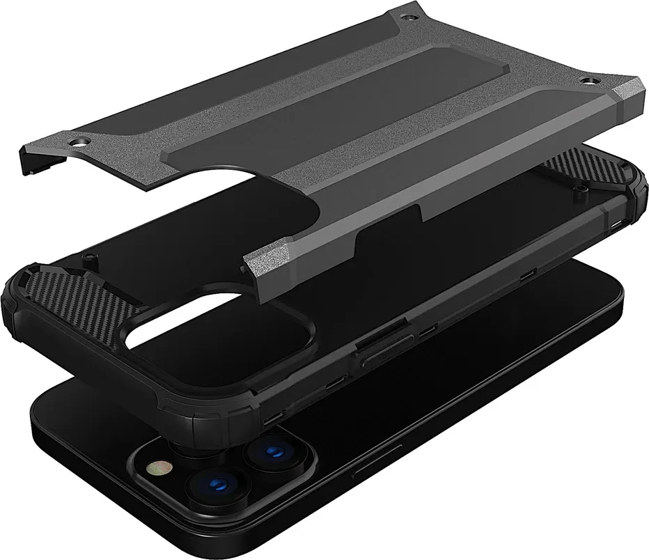 Mbështjellës Hurtel Hybrid Armor për iPhone 13 Pro, argjendtë - 6