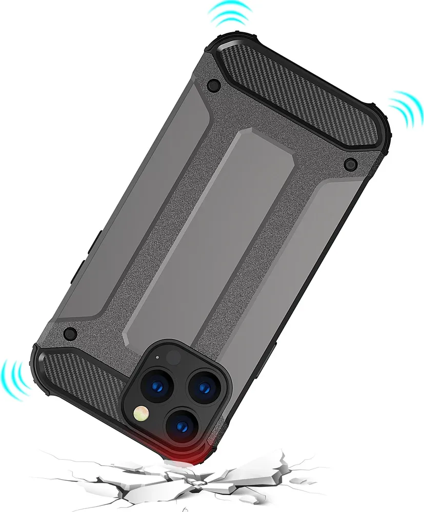 Mbështjellës Hurtel Hybrid Armor për iPhone 13 Pro, argjendtë - 7