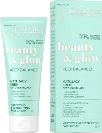 Krem fytyre matifikues dhe detoksifikues Eveline Cosmetics Beauty & Glow për femra, 75ml