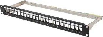 Paneli i Patchit Lanberg PPKS-0924-B, 19' 1U, FTP i ekranuar për modulat keystone, 24 porta, ngjyrë e zezë