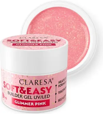 Xhel ndërtues për thonj Claresa Soft&Easy Glimmer Pink, 45g