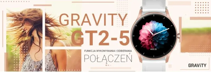 Smartwatch Gravity për femra, rose gold-white - 6