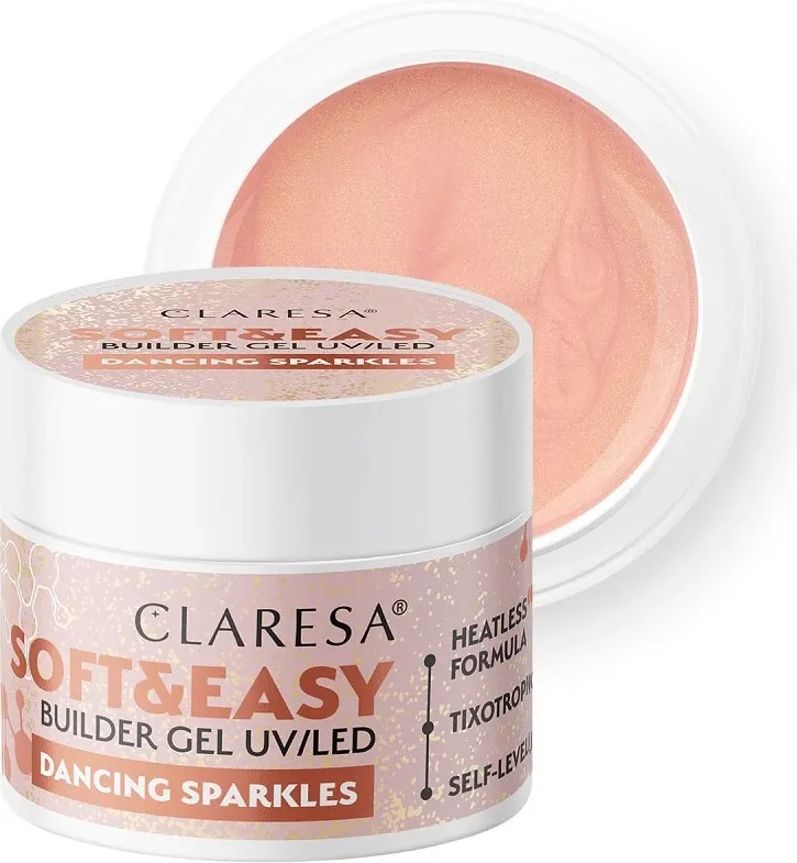 Xhel ndërtues për thonj Claresa Soft&Easy Builder Gel Dancing Sparkles për femra, 12g - 1