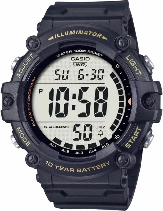 Ora digjitale Casio Illuminator AE-1500WHX-1A, kronometër, 100M rezistente ndaj ujit, e zezë - 1