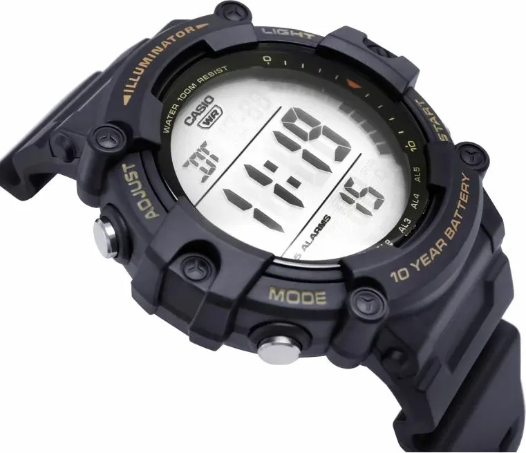 Ora digjitale Casio Illuminator AE-1500WHX-1A, kronometër, 100M rezistente ndaj ujit, e zezë - 2