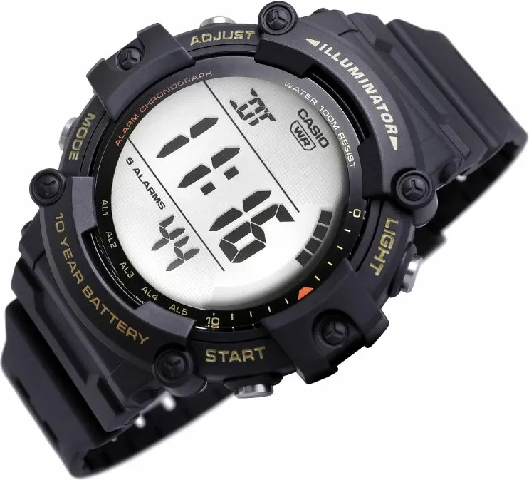 Ora digjitale Casio Illuminator AE-1500WHX-1A, kronometër, 100M rezistente ndaj ujit, e zezë - 3