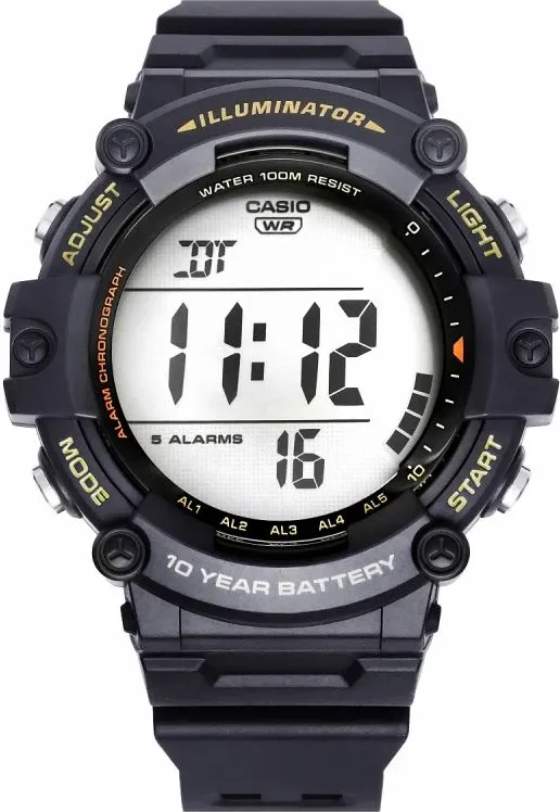 Ora digjitale Casio Illuminator AE-1500WHX-1A, kronometër, 100M rezistente ndaj ujit, e zezë - 7