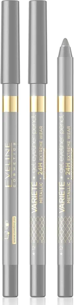 Laps për sy Eveline Cosmetics Variety Waterproof Gel Eyeliner Pencil 12 Silver, 1 copë