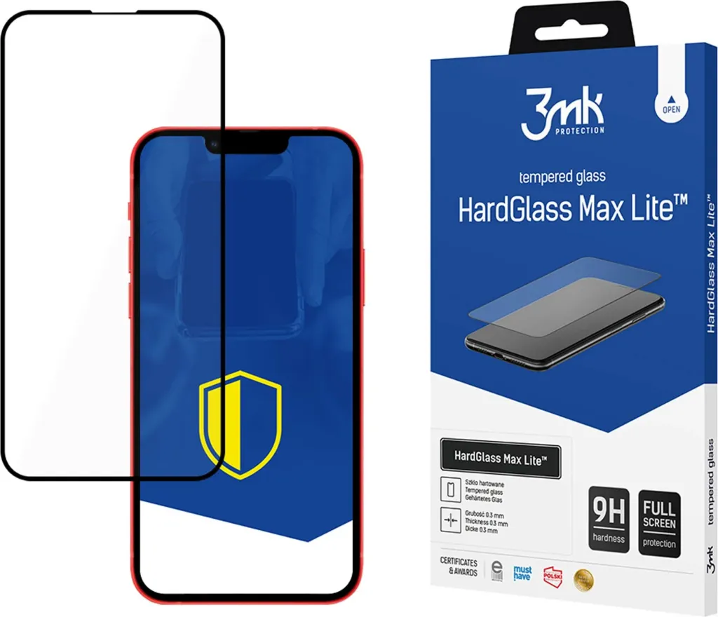 Xham i temperuar 3mk HardGlass Lite për iPhone 13 Pro / iPhone 13, i zi - 1