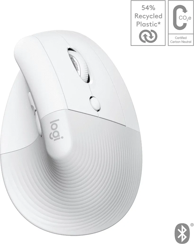Maus, Logitech, Lift Vertical për Mac 910-006477, pa kabllo (Bluetooth), i bardhë - 1