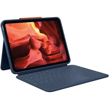 Mbështjellës me tastierë Logitech Rugged Combo 4 Touch për iPad 10th gen, Classic Blue