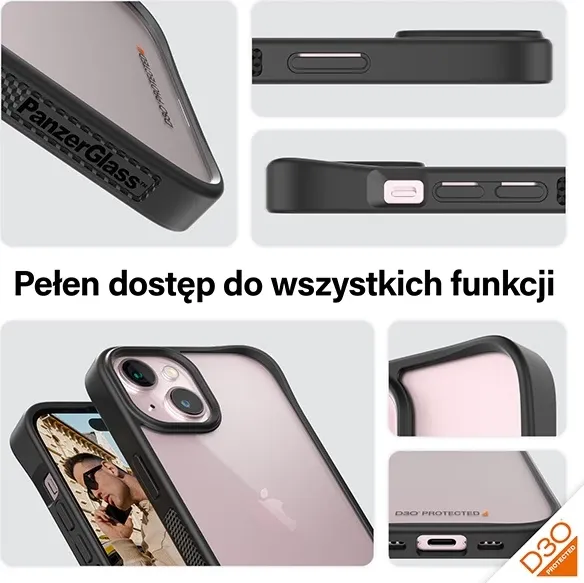 Mbështjellës PanzerGlass ClearCase për iPhone 15, Transparent & Zi - 3
