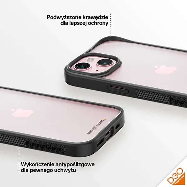 Mbështjellës PanzerGlass ClearCase për iPhone 15, Transparent & Zi - 4